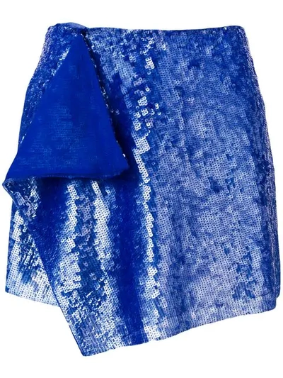 Alberta Ferretti Layered Sequined Mini Skirt In Blue