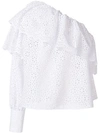 MSGM BRODERIE ANGLAISE RUFFLED BLOUSE,2442MDM10918432312816731