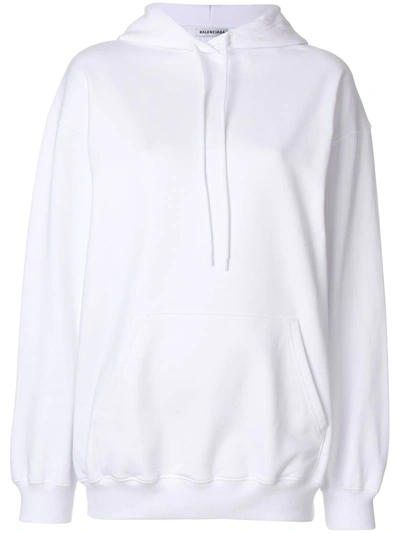 Balenciaga Oversized Printed Cotton-jersey Hooded Top In White