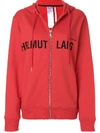 Helmut Lang Red Campaign Print Cotton Zip Hoodie