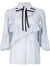 MARCO BOLOGNA STRIPED FRILL TRIM SHIRT WITH BOW,S18MSH706RIG12825412