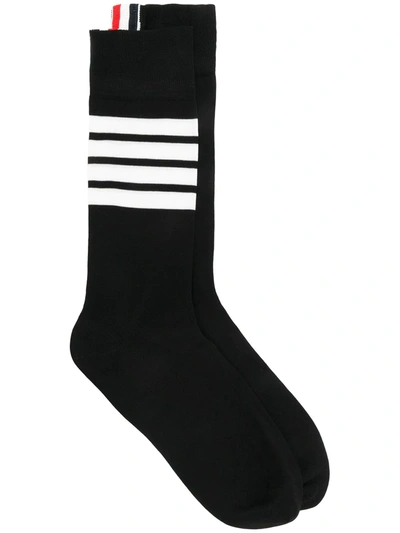 Thom Browne 4-bar Mid-calf Socks In Black