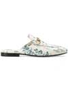 Gucci 10mm Floral Printed Leather Princetown In Blue