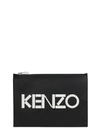 KENZO BLACK LEATHER CLUTCH BAG,10552122