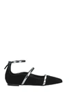 JULIE DEE POINTED TOE BLACK SUEDE BALLERINAS,10551737