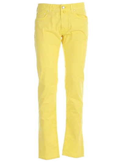 Jacob Cohen Trousers In Light Yellow
