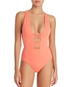 ISABELLA ROSE BEACH SOLIDS STRAPPY ONE PIECE SWIMSUIT,4301084