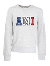 Ami Alexandre Mattiussi Grey Tricolor Logo Sweatshirt In Heather Grey