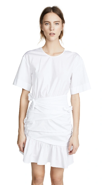 A.l.c Cassian Crewneck Short-sleeve Gathered Tie Dress In White