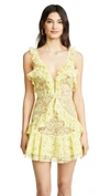 For Love & Lemons Tati Lace Ruffle Dress In Lemon