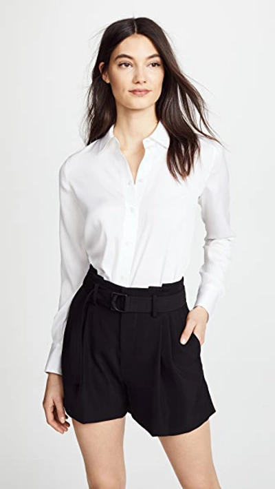 Vince Slim Fitted Blouse In Optic White