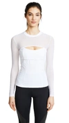 CUSHNIE ET OCHS DOMINIQUE MESH CUTOUT TOP