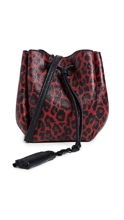 Ysl Leopard Bucket Bag In Black/red