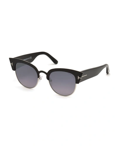 Tom Ford Alexandra Semi-rimless Cat Eye Sunglasses In Blue