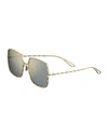 ELIE SAAB MIRRORED SQUARE GOLD-PLATED SUNGLASSES,PROD209810064