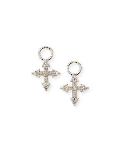 Jude Frances 18k Provence Tiny Cross Diamond Earring Charms In White/gold