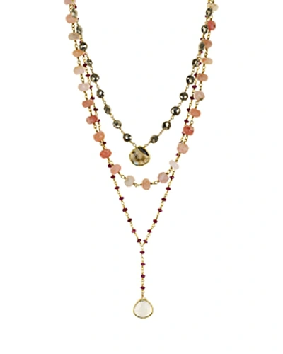 Ela Rae Aquamarine Multi Strand Pendant Necklace, 14 In Pink Multi