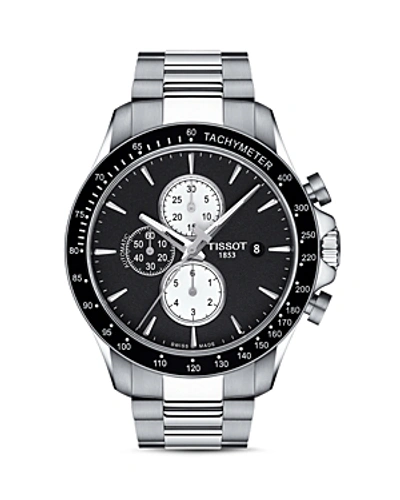 Tissot V8 Automatic Chronograph Bracelet Watch, 45mm In Silver/ Black/ Silver