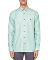 Ted Baker Jaames Linen Regular Fit Button-down Shirt In Green