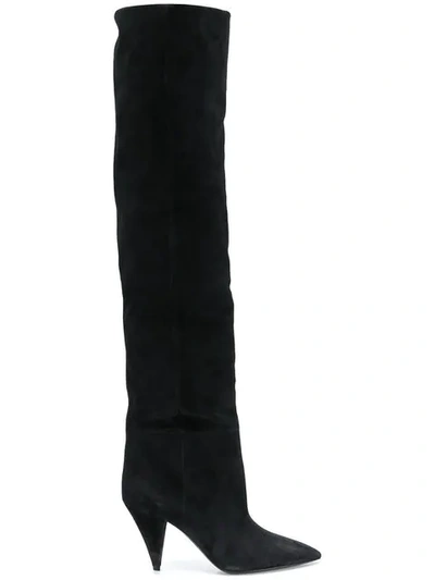 Saint Laurent Era Over-the-knee Leather Boots In Black