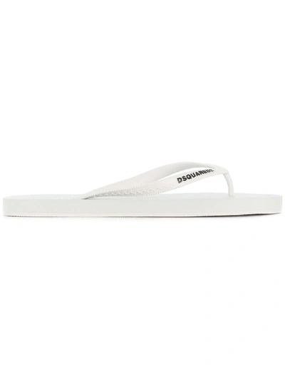 Dsquared2 Logo Rubber Flip Flops In White