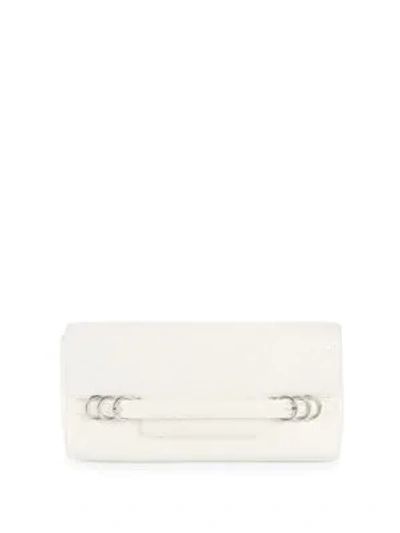 Halston Heritage Cracked Leather Ring Clutch In White