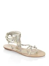 LOEFFLER RANDALL Bo Glitter Metallic & Rhinestone Leather Wrap Sandals,0400097118961