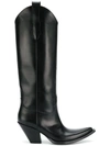 Maison Margiela Point-toe Knee-high Leather Boots In 900 Black