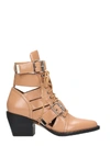 Chloé Rylee Cutout Leather Ankle Boots In Leather Color