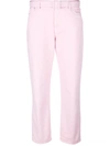 Off-white Belted Straight-leg Cropped Jeans In Pink