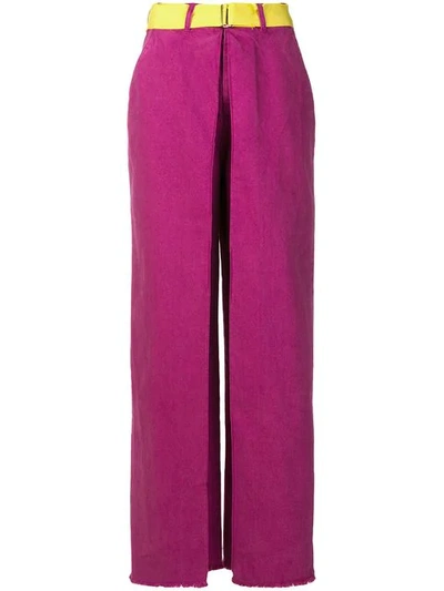 Aalto High Waist Wide Leg Cotton Denim Jeans In Fuchsia