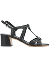 TOD'S TOD'S PERFORATED BLOCK-HEEL SANDALS - BLACK,XXW95A0Y420NB512807222
