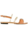 TOD'S TOD'S BUCKLE-DETAILED MULTI-STRAP SANDALS - BROWN,XXW0TK0Y480D9012807219