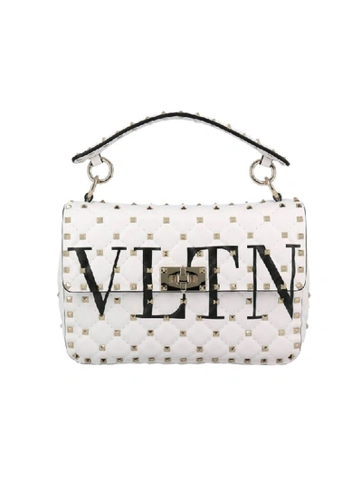 Valentino Garavani Handbag Valentino Rockstud Spike Bag In Genuine Leather With Micro Studs And Shoulder Strap In White