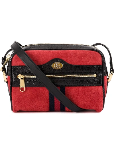 Gucci Ophidia Mini Suede Cross-body Bag In Red