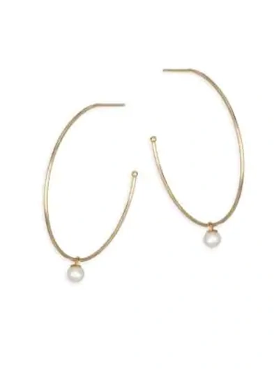 Zoë Chicco 4mm Pearl & 14k Gold Hoop Earrings In Yellow Gold