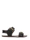 See By Chloé Two Buckles Strap Flat Sandals In Black
