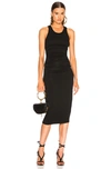 ENZA COSTA ENZA COSTA JERSEY SIDE RUCHED MIDI DRESS IN BLACK