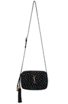 SAINT LAURENT SAINT LAURENT MEDIUM LEATHER CRYSTAL EMBELLISHED LOU SATCHEL IN BLACK