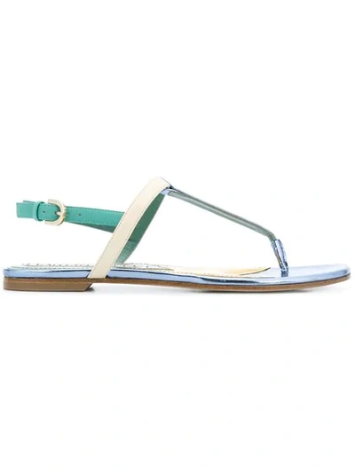 Emilio Pucci Colour-block Smooth And Mirrored-leather Sandals In Multicolour