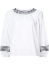 JOIE EMBROIDERED PUFF SLEEVE BLOUSE,18100061212519584