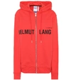 Helmut Lang Red Campaign Print Cotton Zip Hoodie In Red