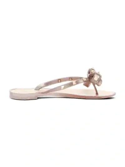 Valentino Garavani Mini Bow Sandals With Platinum-finish Studs And Thece Motif In Pink