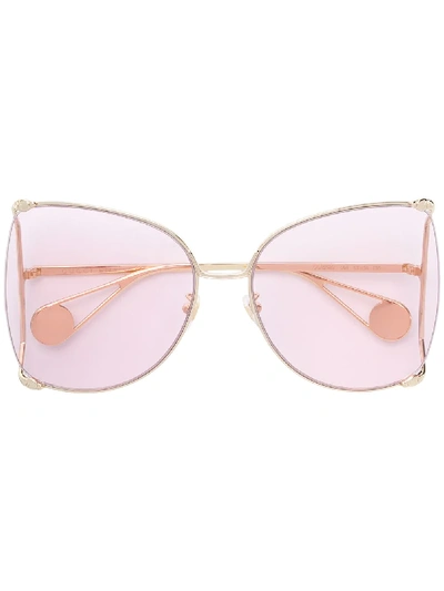 Gucci Oversized Frame Sunglasses In Pink & Purple