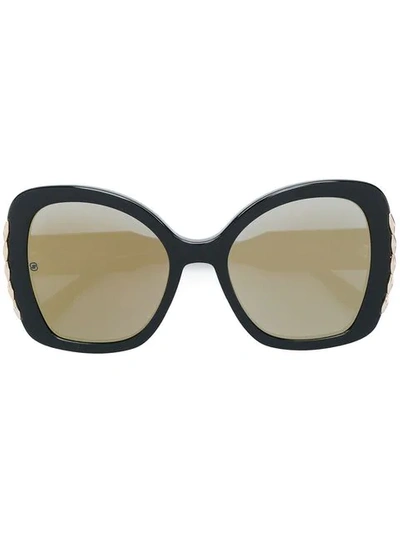 Elie Saab Trim Detail Oversized Sunglasses In Black