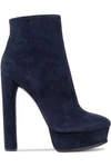 CASADEI WOMAN SUEDE PLATFORM ANKLE BOOTS INDIGO,US 7789028785017783