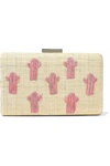 KAYU WOMAN EMBROIDERED STRAW CLUTCH CREAM,US 7789028785313321