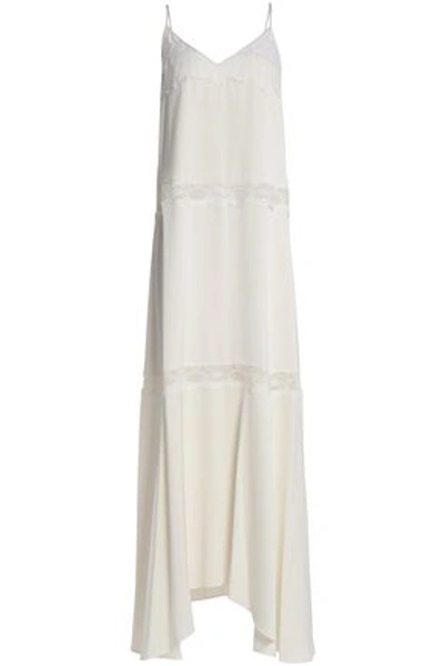 Theory Woman Lace-trimmed Draped Crepe Maxi Dress Ivory