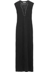 IRO IRO WOMAN LACE-UP SLUB LINEN-JERSEY MAXI DRESS BLACK,3074457345618918329