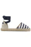 MANEBI MANEBÍ WOMAN GROSGRAIN-TRIMMED FRINGED STRIPED WOVEN ESPADRILLES WHITE,3074457345618388910